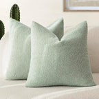 Foindtower Pack of 2, Curly Faux Fur Decorative Throw Pillow Covers Soft Fuzzy Plush Cushion Case with Zipper Cozy Pillowcase for Home Living Room Couch Bed Sofa 18 x 18 Inch, Sage Green