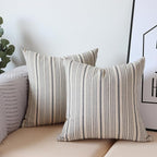 Gray Pillow Covers Farmhouse Linen Throw Pillow Covers Striped Outdoor Decorative Square Throw Pillows for Couch Sofa Bed 16 x16 in Pack of 2 Gray and Cream