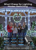 C9 Christmas Lights Outdoor, 33 FT 50 LED Connectable C9 String Lights with 8 Modes and Timer Extendable Xmas Tree Patio Roofline Garden Yard Holiday Party Indoor Outdoor Decoration, White