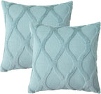 decorUhome Throw Pillow Covers 22x22 Inch Set of 2, Soft Plush Faux Fur Wool Aqua Couch Pillow Covers, Decorative Neutral Pillow Cases for Bed Sofa Living Room Home Decor