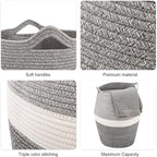 Cotton Rope Laundry Hamper by YOUDENOVA, 105L - Woven Collapsible Laundry Basket - Clothes Storage Basket for Blankets, Laundry Room Organizing, Bedroom Storage, Clothes Hamper – Dark Grey