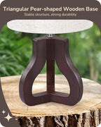 EDISHINE 14.6" Small Table Lamp, Walnut Wood Tripod Nightstand Lamp for Bedroom, Beige Linen Shade, Cute Bedside Lamp for Living Room, Bedroom, On-Off Line Switch, E26 Base(Bulb Not Included)