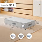 Cupic Cupid Under Bed Storage Containers, 2 Pack Foldable Organizer with Lid for Bedroom, Underbed Storage Box for Blankets, Clothes, Shoes, Grey
