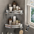 VOLPONE Shower Corner Shelf Caddy 2 Pack shower Organizer No Drill (adhesive mounting, no suction cup) Shower Storage Rust Proof Bathroom Corner Wall Shelf shampoo holder Silver