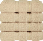 American Soft Linen Luxury Washcloths for Bathroom, 600 GSM 100% Cotton 4 Piece Turkish Wash Cloth Set, 13x13 in Soft Rags for Body and Face, Beige Washcloths