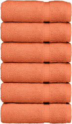 Luxury Hotel & Spa Collection, Quick Dry 100% Turkish Cotton 700 GSM, Eco Friendly Towel, for Bathroom, Gymand Kitchen Dobby Border Soft Hand Towel Set 16 X 30, Coral, Hand Towels - Set of 6