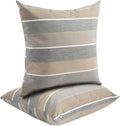 Outdoor Throw Pillows Water Resistant 18x18 inch,Decorative Throw Pillow with Insert Set of 2,Hidden Zipper Headrests for Patio Furniture Sofa Couch Chair(Gray Stripe)
