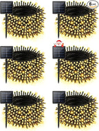 6 Pack Christmas Solar String Lights Outdoor Waterproof, 198FT 600 LED Green Wire Solar Fairy Lights with 8 Modes, Solar Twinkle Lights for Garden Tree Patio Fence Christmas Decorations (Warm White)