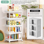 Clear Storage Bins with Lids,4 Tier Plastic Bins with Wheels,Stackable Storage Bin,Closet Organizers Box for Bedroom,Living Room,Toy,23 QT Folding Box with Magnetic door