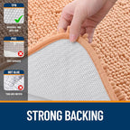OLANLY Toilet Rugs U-Shaped 24x20, Extra Soft Absorbent Chenille Contour Bathroom Rugs for Toilet, Dry Quickly, Machine Washable, Non-Slip Bath Mat, Peach