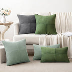 MIULEE Greyish Green Corduroy Pillow Covers Pack of 2 Boho Decorative Spliced Throw Pillow Covers Soft Solid Couch Pillowcases Cross Patchwork Textured Covers for Living Room Bed Sofa 16x16 inch
