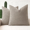 MIULEE 22x22 Inch Decorative Euro Sham Throw Pillows for Bed Set of 2 Textured Boucle Neutral Winter Throw Pillow Covers Light Taupe Accent Solid Euro Couch Pillowcases Sofa Livingroom Home Decor