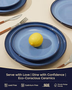Stoneware Dinnerware Sets, Ceramic Plates and Bowls Set, Microwave & Dishwasher Safe Kitchen Dish Set, Modern Dinner Plates | Salad Plate | Cereal Bowls for 4, Dishware Sets Blue