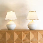 GO&SO 1 Pack White Linen Lampshades Natural Fabric Small Lamp Shades, 5"x9"x6.4" (Spider) with Stitched Brown Trim - Modern Rustic Bell Lamp Shades for Table Lamps, Wall Lamps, Bedroom, Living Room
