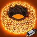 Orange Halloween Lights Outdoor, 100FT 300 LED Halloween String Lights with 8 Modes Waterproof, Plug in Green Wire Twinkle Tree Light for Indoor Patio Yard Party Holiday Decorations