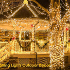 2 Pack 90FT Solar Christmas Lights, Super Bright 160 LED Solar Lights String with 8 Lighting Modes, Outdoor Waterproof Green Wire Solar Twinkle Light for Xmas Garden Decorations (Warm White)