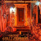 66FT 200 LED Outdoor String Lights, Orange Halloween Lights Waterproof 8 Modes Timer, Connectable Clear Wire Fairy Twinkle Light for Indoor House Bedroom Tree Yard Party Holiday Decorations