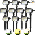 3 Colors Solar Lights Outdoor Waterproof IP65 Outdoor Spot Lights for Yard 52 LEDs 600LM Solar Powered Landscape Spotlights Solar Security Wall Lights for Garden Pathway Outside- 10 Pack