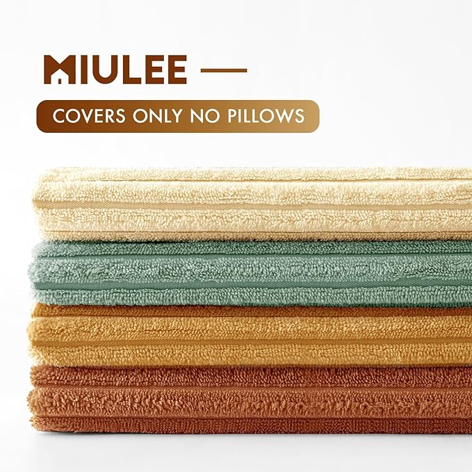 MIULEE Boho Farmhouse Throw Pillow Covers 24x24 Inch Set of 4 Summer Modern Natural Decorative Cushion Covers Soft Corduroy Home Decor for Couch Bed Sofa Living Room Orange Teal Gradient Series