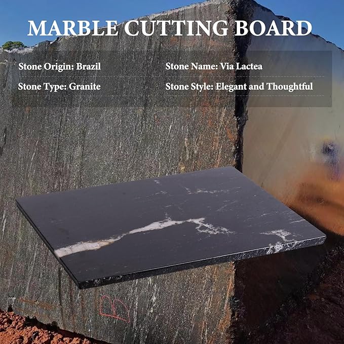 Koville Brazilian Natural Marble Cutting Board for Kitchen, 16x20inch Extra Large Hand Crafted Marble Slab for Cheese, Charcuterie, Pastry Board - Wedding Gift, House Warming Gift