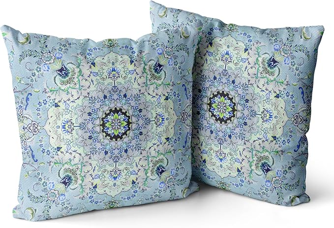 Snycler Boho Throw Pillow Covers 24x24 inch Set of 2 Burnt Blue Terracotta Rust Colored Throw Pillows Boho Home Decor for Bedroom Living Room Couch & Sofa (No Inserts)