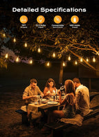 Brightown Outdoor String Lights, 75FT 22+2 LED ST38 LED Patio Lights Shatterproof, Dimmable IP65 Waterproof Connectable Hanging Outdoor Light for Backyard, Porch, Deck, Balcony
