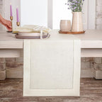 D'Moksha Homes Linen Ivory Table Runner 144 Inches Long - 100% Pure Linen Extra Long Table Runner 14 x 144 Inch for Fall, Autumn and Halloween - Classic Hemstitch