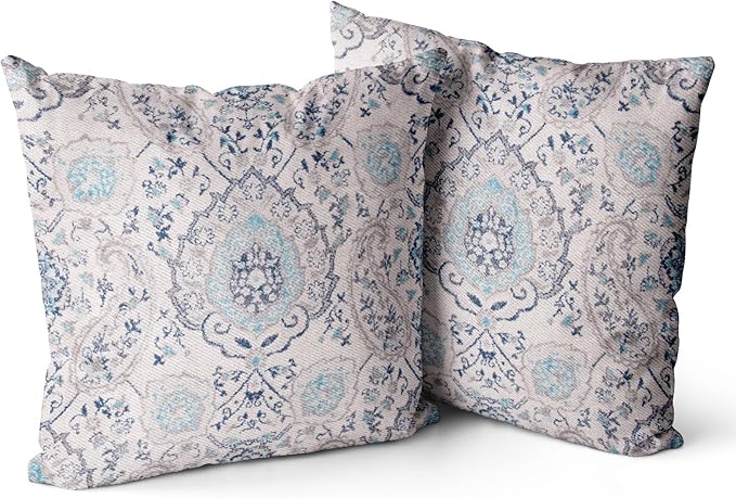 Snycler Boho Throw Pillow Covers 22x22 inch Set of 2 Terracotta Rust Blue Colored Throw Pillows Double Sided Boho Home Soft Decor for Bedroom Living Room Couch & Sofa (No Inserts)