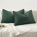 MIULEE Pack of 2 Christmas Green Decorative Lumbar Pillow Covers 12x20 Inch Soft Chenille Luxurious Couch Throw Pillows Farmhouse Cushion Covers with Elegant Design for Sofa Bedroom Living Room Decor