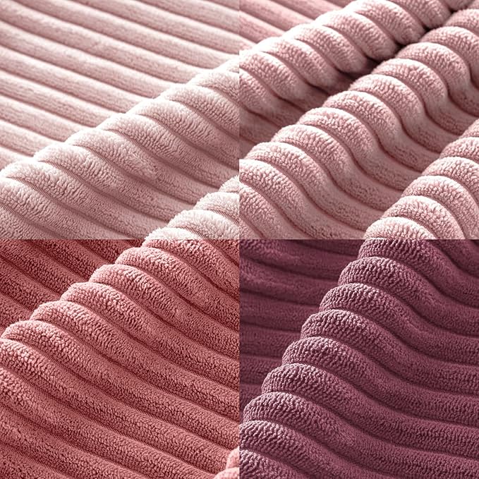 MIULEE Pack of 4 Purple Pink Corduroy Decorative Throw Pillow Covers 20x20 Inch Soft Boho Striped Pillow Covers Modern Farmhouse Home Decor for Winter Sofa Living Room Couch Bed