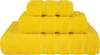 American Soft Linen Premium 3 Piece Towel Set, 1 Bath Towel 1 Hand Towel 1 Washcloth, 600 GSM 100% Cotton Turkish Towels for Bathroom, Yellow Towel Set