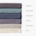Texere 100% Organic Cotton Jacquard 650 GSM Premium Bath Towel Sets - Extra Absorbent Quick Dry and Plush (Cable, Estate Blue, 2 Bath & 2 Hand Towels)