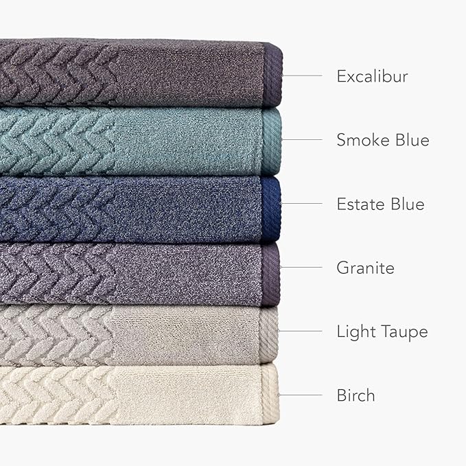 Texere 100% Organic Cotton Jacquard 650 GSM Premium Bath Towel Sets - Extra Absorbent Quick Dry and Plush (Cable, Excalibur, 2 Bath & 2 Hand Towels)