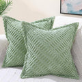 decorUhome Decorative Sage Green Throw Pillow Covers 22x22 Set of 2 with Splicing, Boho Soft Neutral Corduroy Broadside Twill Pillow Covers for Couch Bed Sofa Living Room