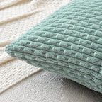 MIULEE Pack of 2 Decorative Throw Pillow Covers 18x18 Inch Soft Boho Striped Textured Corduroy Pillow Covers Modern Farmhouse Home Decor for Couch Bed Sofa Living Room Turquoise