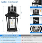 VIANIS Black 2 Pack Outdoor Lights for House, Dusk to Dawn Porch Light Lantern, Exterior Lighting for House Wall Mount, Motion Sensor Light Outside for Garage, Brightness Distance Adjustable