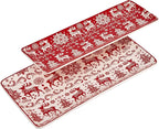 Bico Holly Jolly Ceramic 14 inch Rectangular Serving Platter, Set of 2, for Serving Salad, Pasta, Cheese, Ham, Appetizer, Microwave & Dishwasher Safe