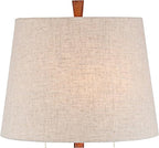 360 Lighting Omar Mid Century Modern Chic Style Table Lamps 28.75" Tall Set of 2 Warm Brown Wood Oatmeal Tapered Drum Shade Decor for Living Room Bedroom House Bedside Nightstand Home