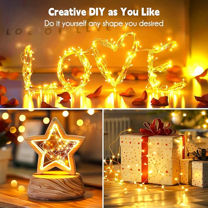 Fairy Lights Plug in, 66Feet 200LEDs Warm White String Lights, Waterproof Flexible Silver Wire for Bedroom Dorm Wedding Garland Wreath Wall Mason Jar Indoor Outdoor Christmas Tree