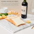 Kitchen Marble Stone Cutting Board - Marble Cutting & Charcuterie Board of 16 x 12 x 0.6 Inches, Non Slip Scratch Resistant Pastry Tray, Rectangular Serving & Chopping Slab for Countertop - White