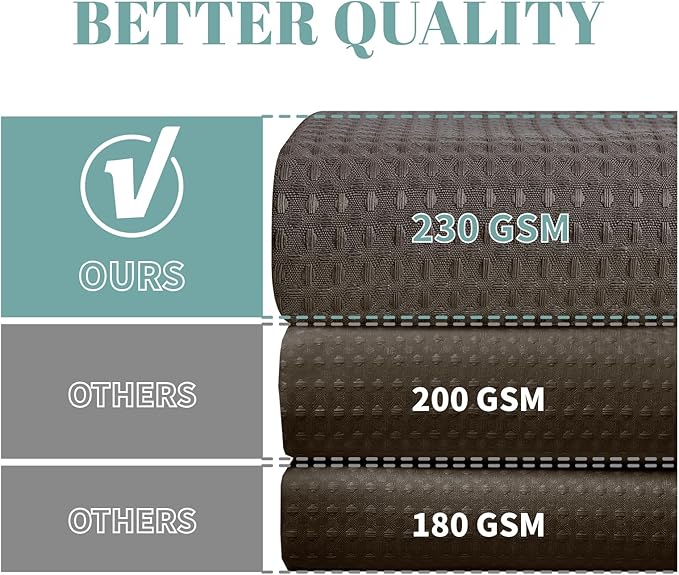 Brown No Hook Waffle Weave Shower Curtain with snap-in Liner Replacement, 230GSM Waterproof Fabric Hotel Shower Curtain Set for Bathroom, Through Mesh Top Window,71Wx77H