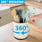 RedCall Stainless Steel Cooking Utensil Holder,360° Rotating Kitchen Utensil Holder,Extra Large Spatula Spoon Holder Counter,Weighted Base Utensil Caddy Storage Organizer for Countertop