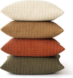 MIULEE Modern Farmhouse Decorative Pillow Covers 16x16 Inch Set of 4 Natural Rustic Throw Pillows Neutral Warm Soft Corduroy Couch Pillowcases Home Decor for Sofa Living Room Bed Brown Green