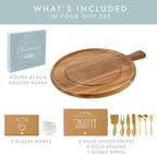 Charcuterie Board Set - Round Acacia Cheese Board for Serving with Accessories - House Warming Gifts for New Home, Bridal Shower & Wedding Gift, Birthday Gifts for Women