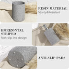 6-Piece Bathroom Accessory Set Resin, Gray Bath Accessories Complete with Toothbrush Holder, Lotion Soap Dispenser, 2 Qtip Holders,Vanity Tray,Bathroom Tumbler - Countertop Vanity Organizer
