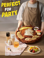 16” Rotating Charcuterie Board for Cheese and Meat - Lazy Susan Charcuterie Boards Round with Compartments - 360° Rotating Plates for Serving Food, Lazy Susan Cheese Board (Acacia Wood)
