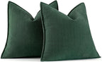 MIULEE Pack of 2 Christmas Green Decorative Pillow Covers 26x26 Inch Soft Chenille Luxurious Couch Throw Pillows Farmhouse Cushion Covers Euro Shams with Elegant Design for Sofa Bedroom Home Decor