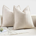 MIULEE Pack of 2 Christmas Cream Beige Decorative Pillow Covers 18x18 Inch Soft Chenille Luxurious Couch Throw Pillows Farmhouse Cushion Covers with Elegant Design for Sofa Bedroom Living Room Decor