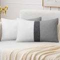 Adabana Stripe Pillow Covers 12x20 Set of 2 Square Patchwork Linen Decorative Lumbar Throw Pillow Covers Modern Farmhouse Decor Pollowcases for Couch Sofa Bedroom,White Stripe