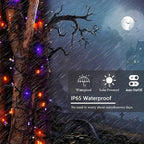 2 Pack Solar Halloween Lights Outdoor, 170 FT 480 LED Solar String Twinkle Light for Outside with 8 Modes & Memory Function, Waterproof Light for Tree Yard Horror Party Decorations (Orange & Purple)